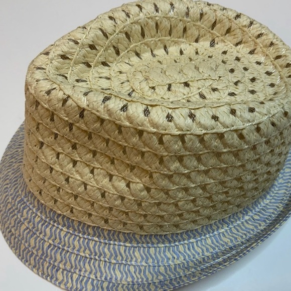 BOYS BLUE TAN RIBBON FEDORA WOVEN HAT - Picture 3 of 7